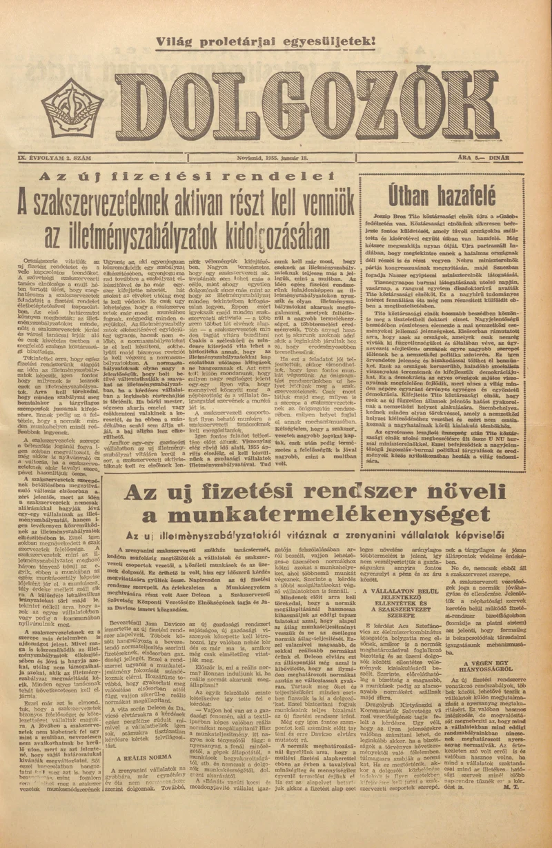 Dolgozók, 9. évf. 1955. január 18. 3. sz.
