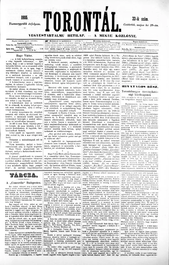 Torontál, 14. évf. 1885. május 28. 22. sz.