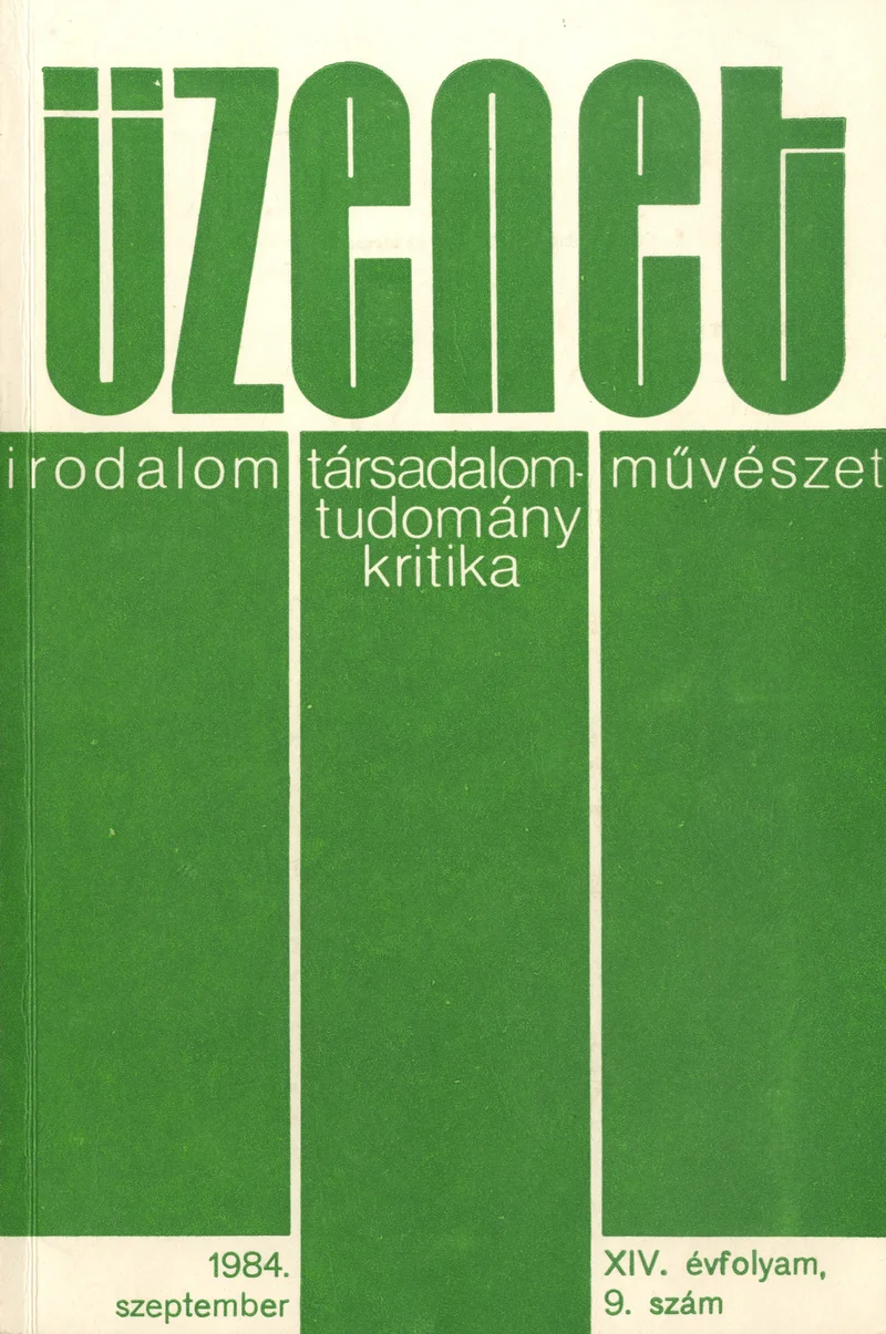 Üzenet, 14. évf. 1984. szeptember. 9. sz. 495–556. oldal