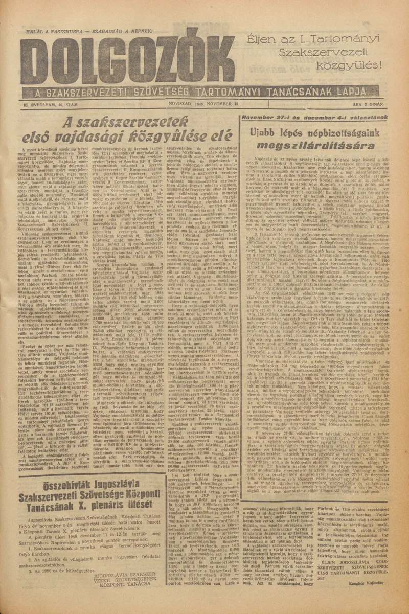 Dolgozók, 3. évf. 1949. november 18. 46. sz.