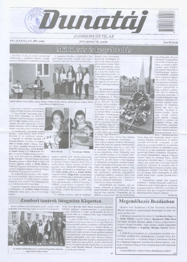 Dunatáj, 17. évf. 2015. október 14. 850. sz.