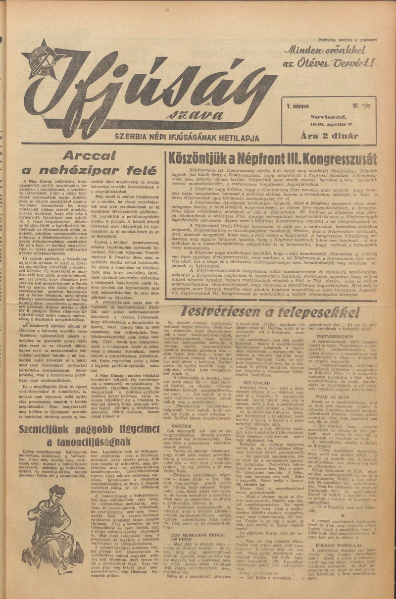 Ifjúság Szava, 5. évf. 1949. április 9. 187. sz.