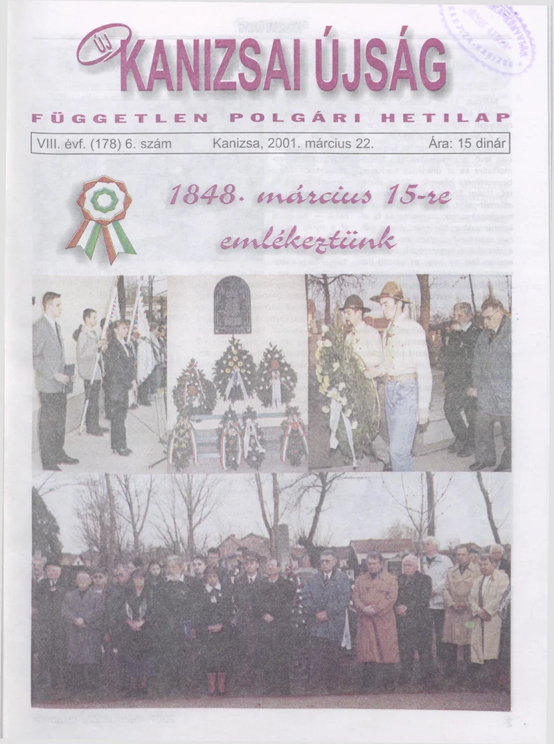 Új Kanizsai Újság, 8. évf. 2001. március 22. 6. sz.