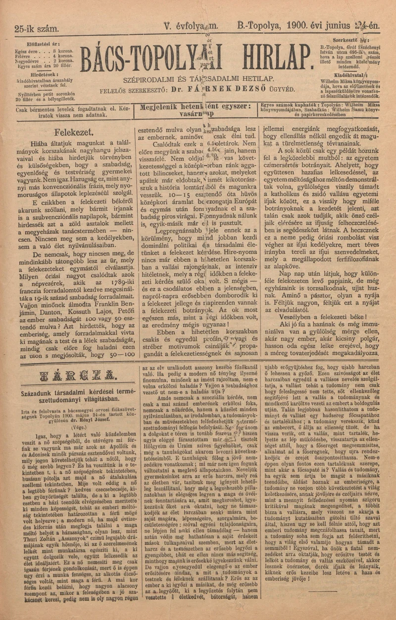 Bács-Topolyai Hirlap, 5. évf. 1900. június 24. 25. sz.