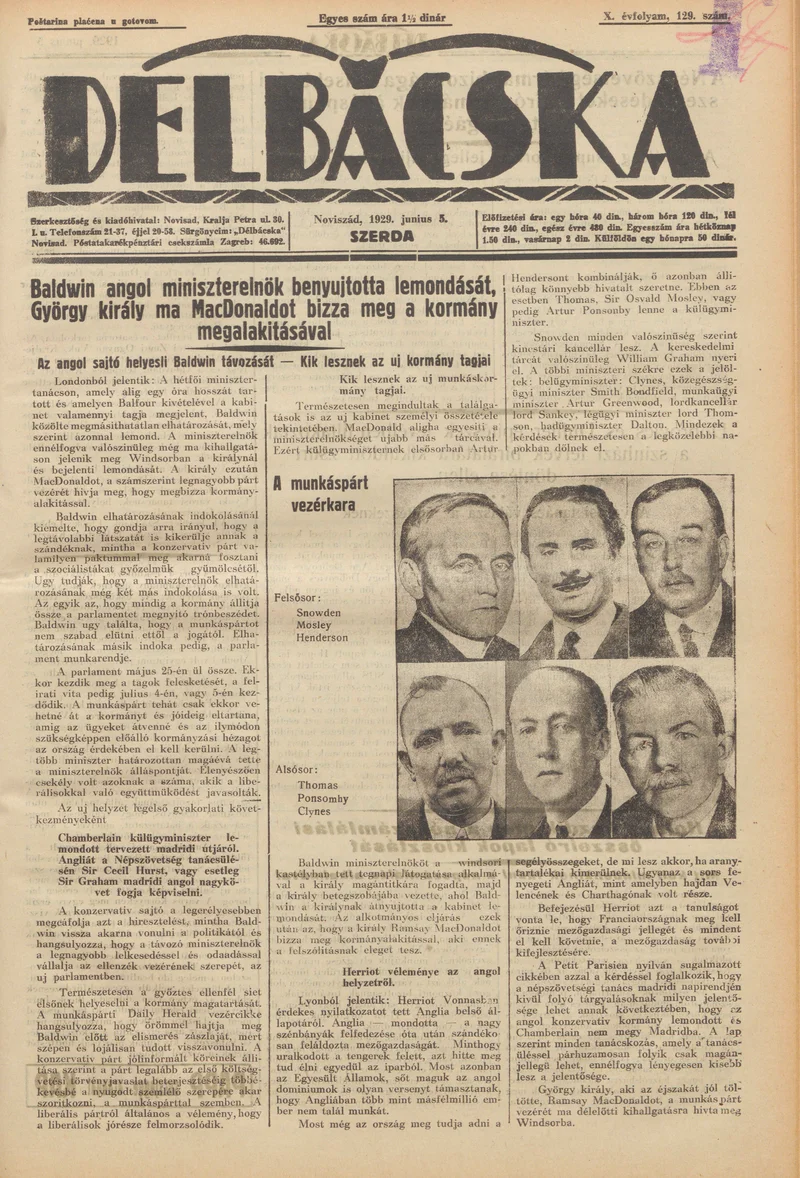 Délbácska, 10. évf. 1929. június 5. 129. sz.