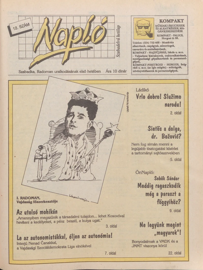 Napló - Szabadelvű hetilap, 1. évf. 1990. július 25. 12. sz.