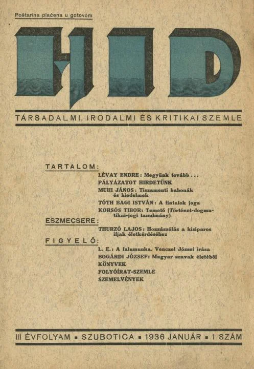 Híd, 3. évf. 1936. január. 1. sz. 1–24. oldal
