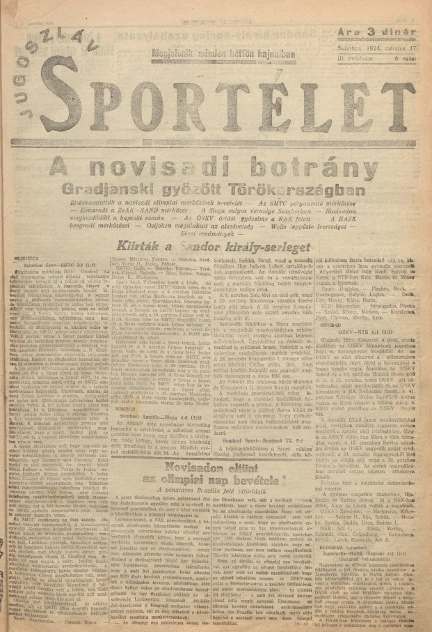 Jugoszláv sportélet, 3. évf. 1924. március 17. 6. sz.
