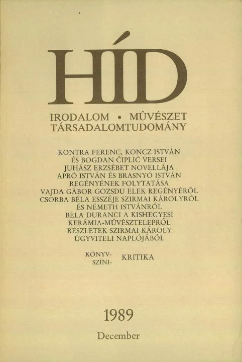 Híd, 53. évf. 1989. december. 12. sz. 1361–1480. oldal
