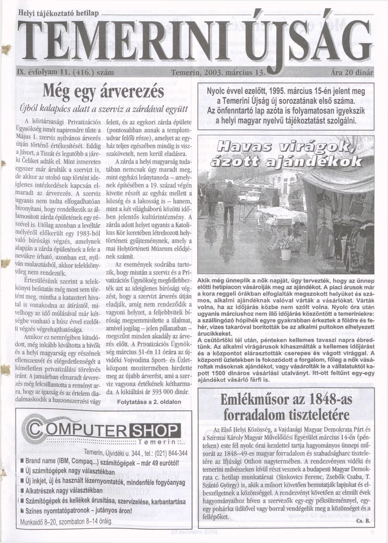 Temerini Újság, 9. évf. 2003. március 13. 11. sz.
