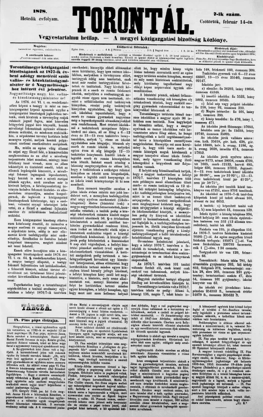 Torontál, 7. évf. 1878. február 14. 7. sz.