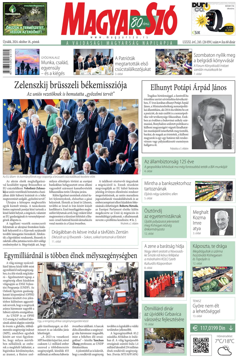 Magyar Szó, 81. évf. 2024. október 18. 243. sz. 1–16. oldal