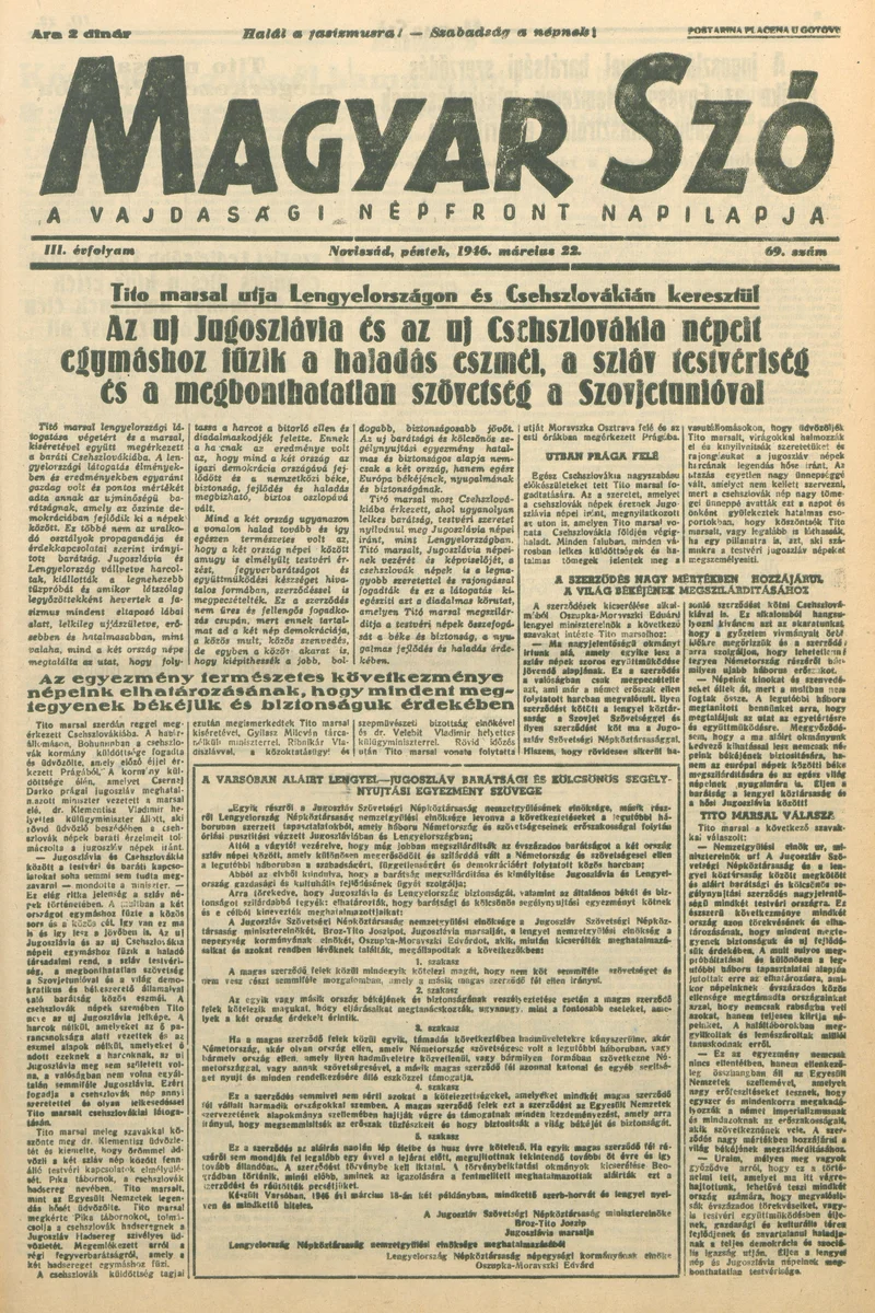 Magyar Szó, 3. évf. 1946. március 22. 69. sz. 1–6. oldal