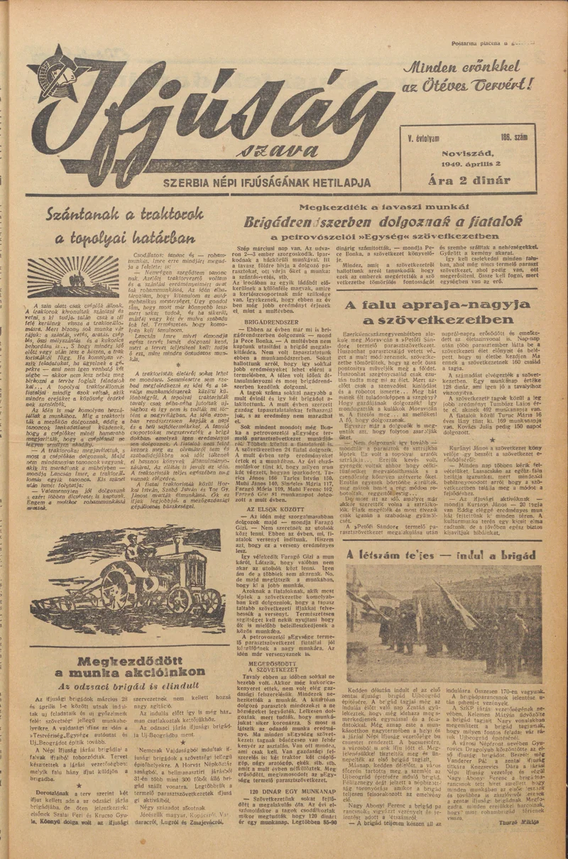 Ifjúság Szava, 5. évf. 1949. április 2. 186. sz.