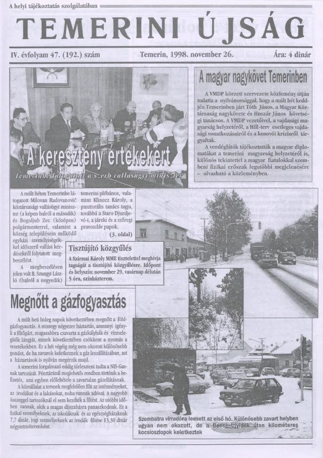 Temerini Újság, 4. évf. 1998. november 26. 47. sz.
