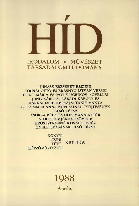 Híd, 52. évf. 1988. április. 4. sz. 433–560. oldal