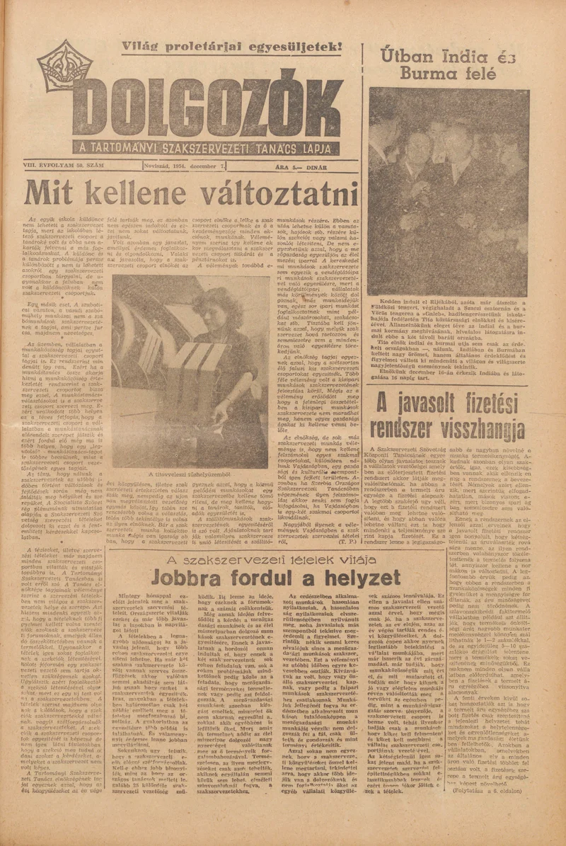 Dolgozók, 8. évf. 1954. december 7. 50. sz.
