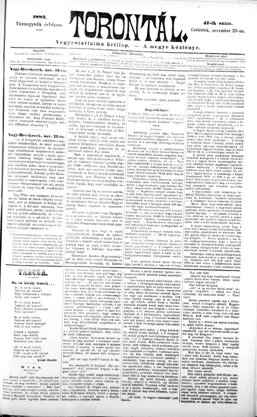 Torontál, 11. évf. 1882. november 23. 47. sz.