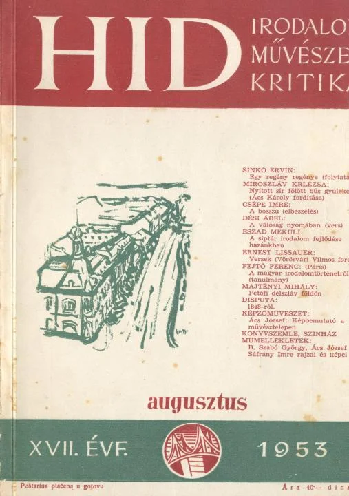 Híd, 17. évf. 1953. augusztus. 8. sz. 485–556. oldal