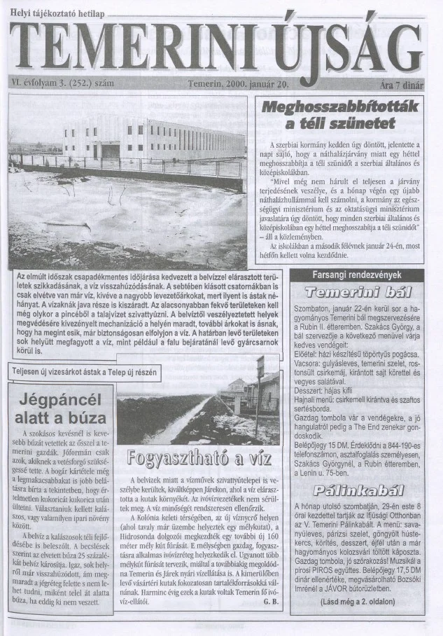 Temerini Újság, 6. évf. 2000. január 20. 3. sz.