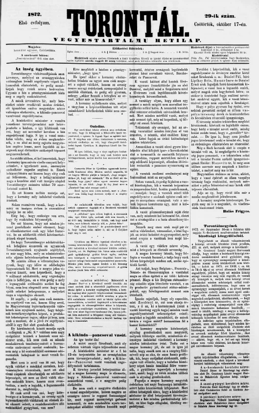 Torontál, 1. évf. 1872. október 17. 29. sz.