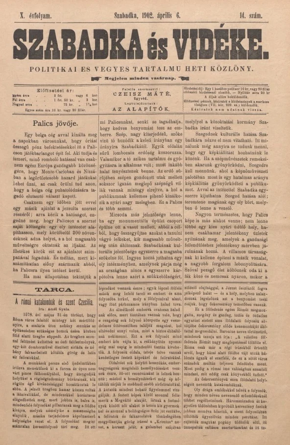 Szabadka és vidéke II, 10. évf. 1902. április 6. 14. sz.