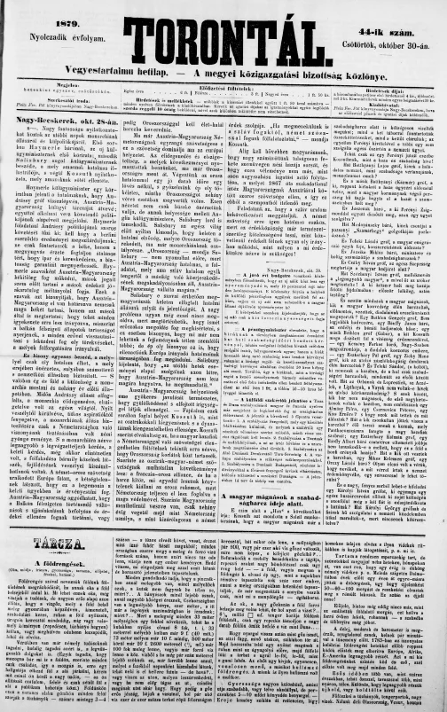 Torontál, 8. évf. 1879. október 30. 44. sz.