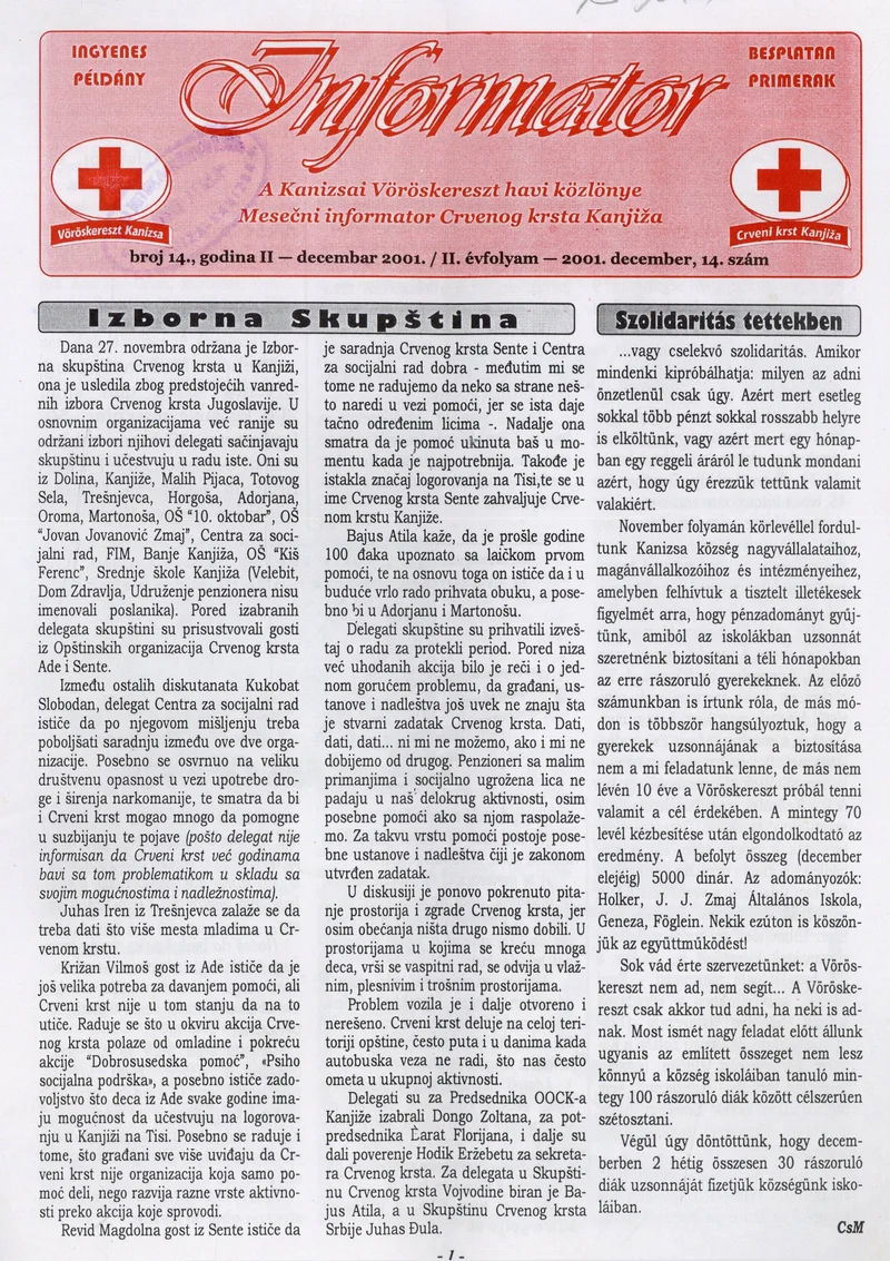 Informator, 2. évf. 2001. december 1. 14. sz.