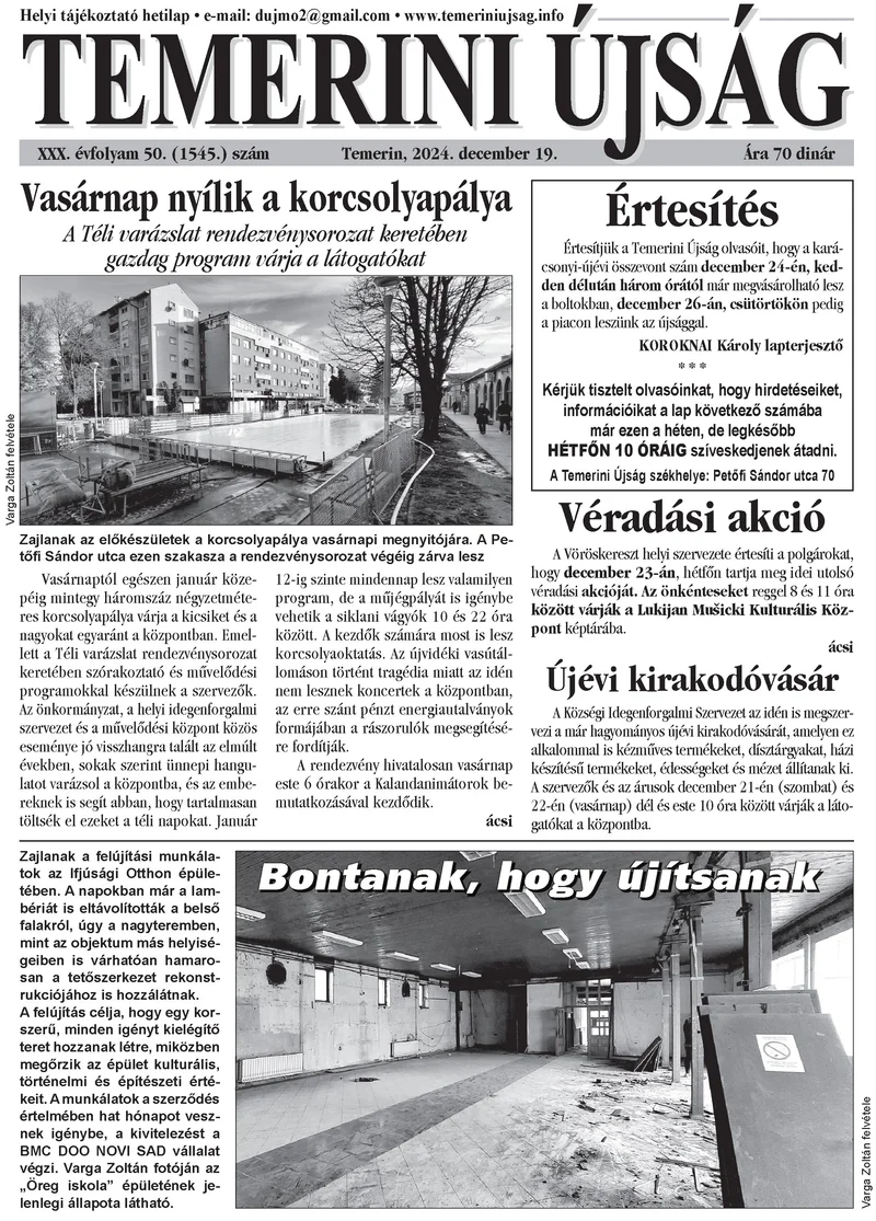 Temerini Újság, 30. évf. 2024. december 19. 50. sz.