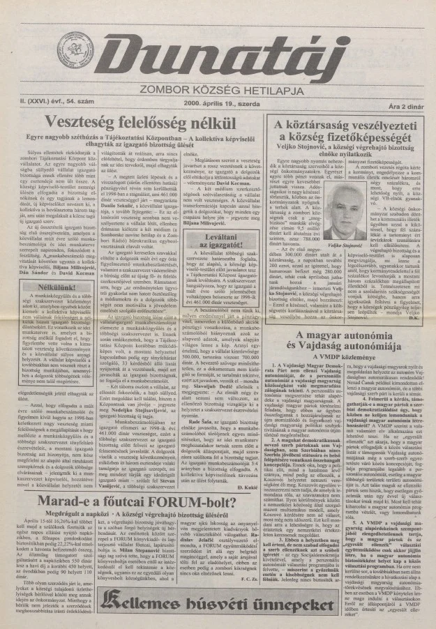 Dunatáj, 2. évf. 2000. április 19. 54. sz.