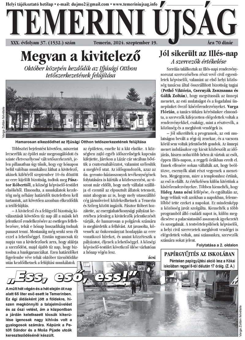 Temerini Újság, 30. évf. 2024. szeptember 19. 37. sz.
