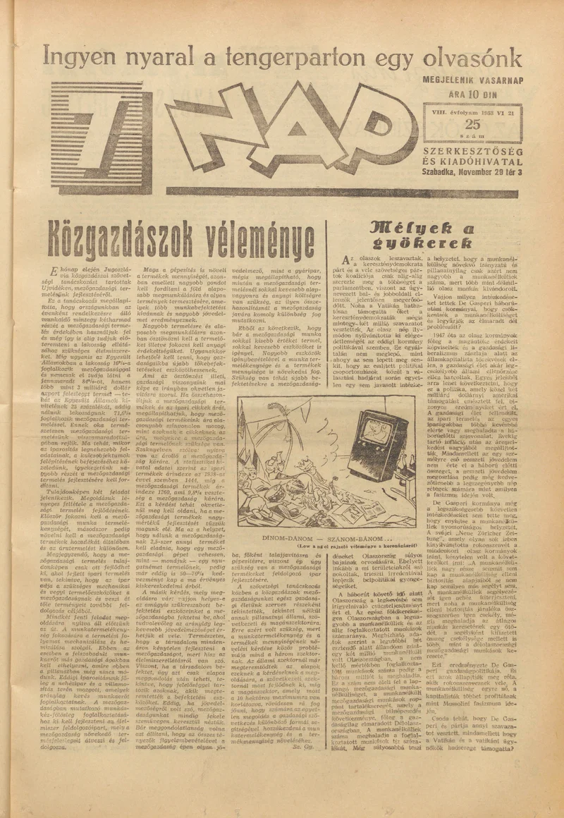 7 Nap, 8. évf. 1953. június 21. 25. sz. 1–16. oldal