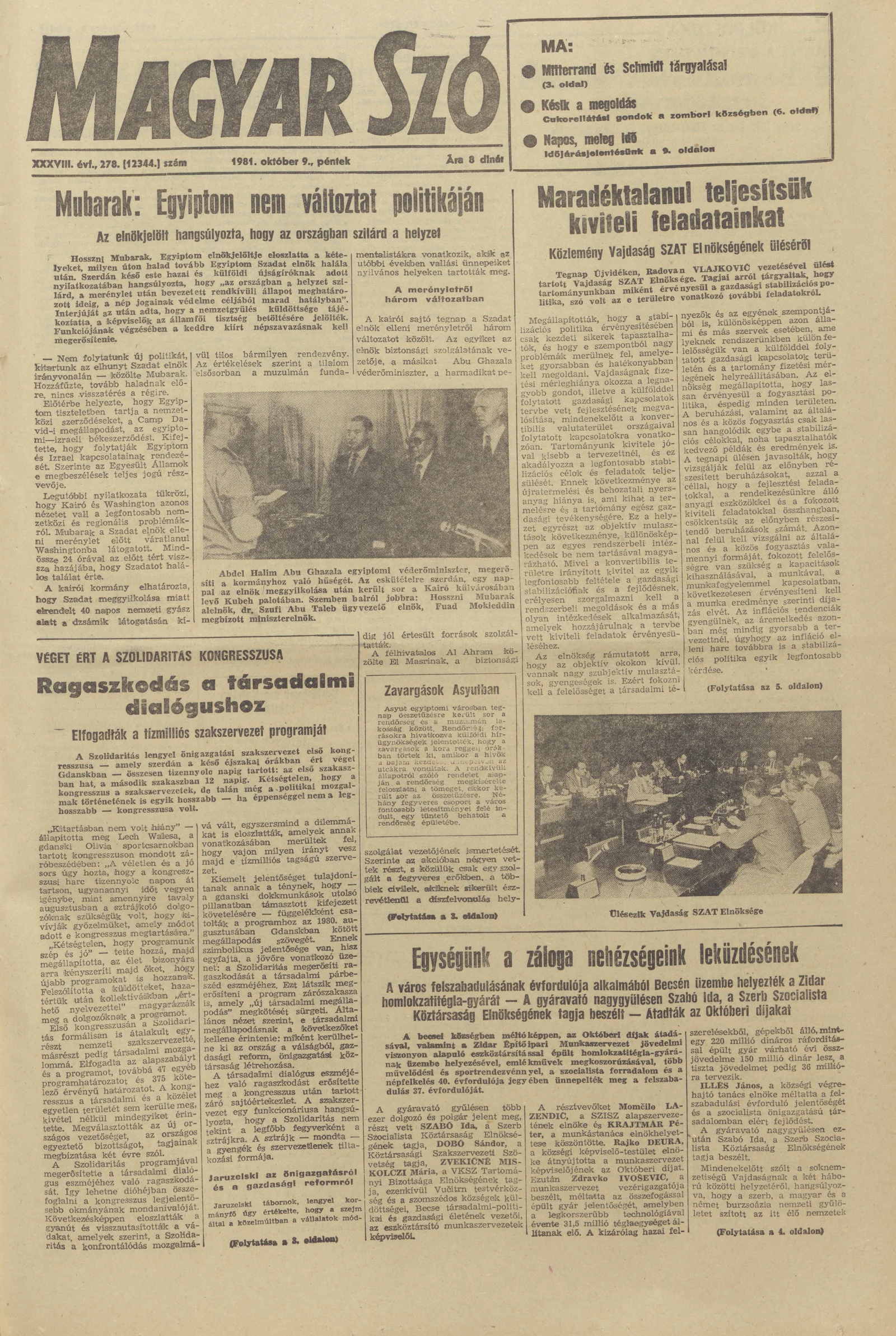 Magyar Szó, 38. évf. 1981. október 9. 278. sz.