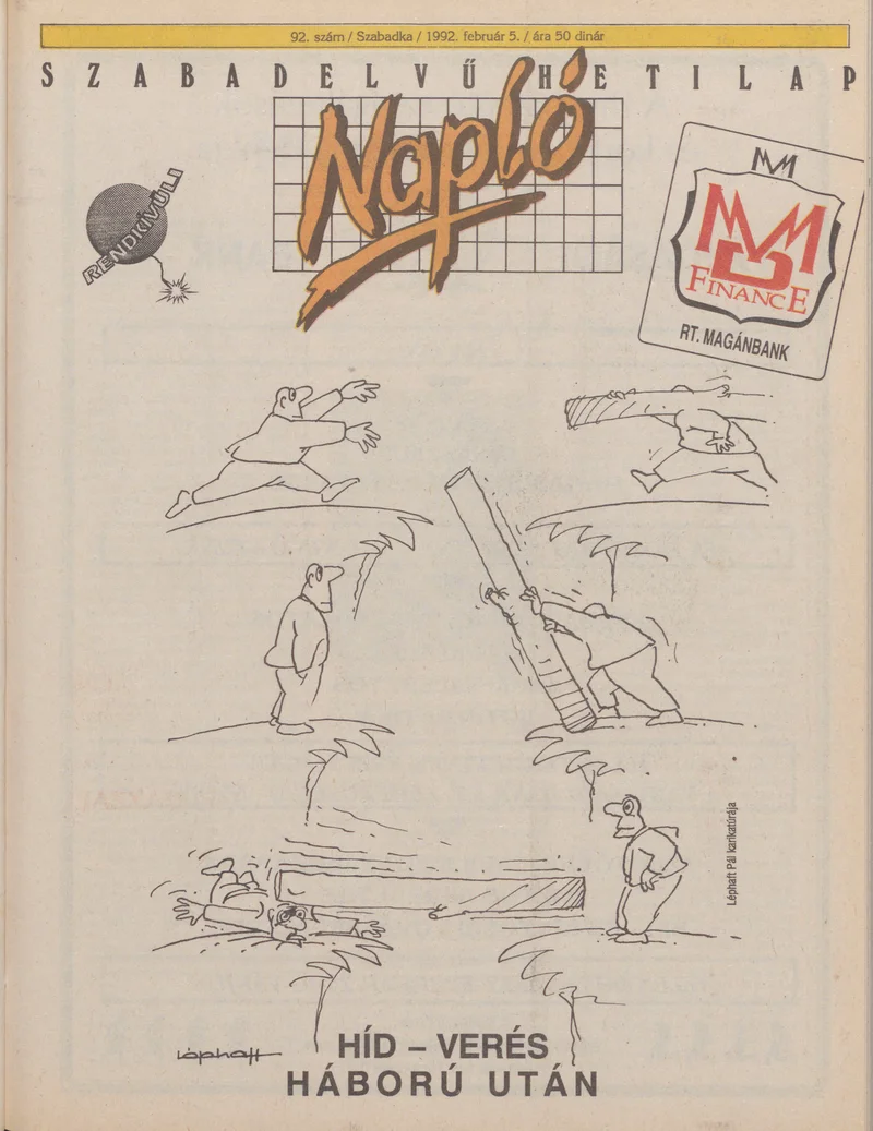 Napló - Szabadelvű hetilap, 3. évf. 1992. február 5. 92. sz.
