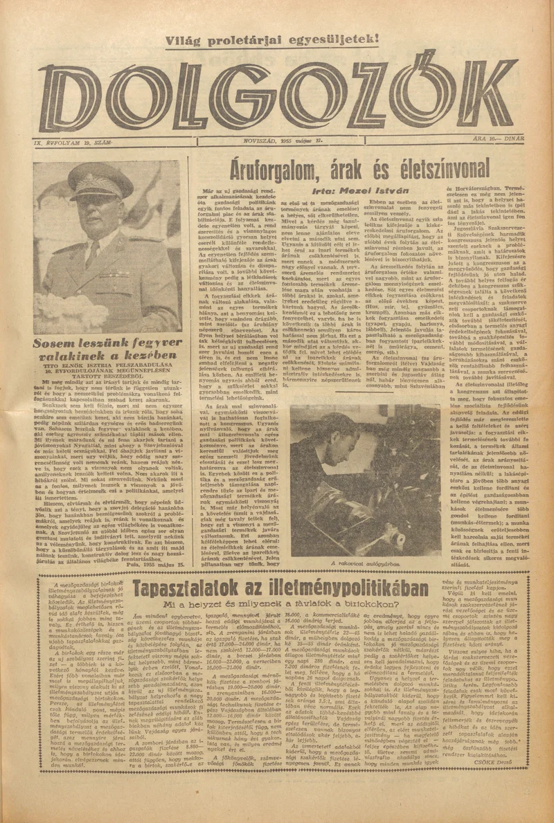 Dolgozók, 9. évf. 1955. május 17. 19. sz.