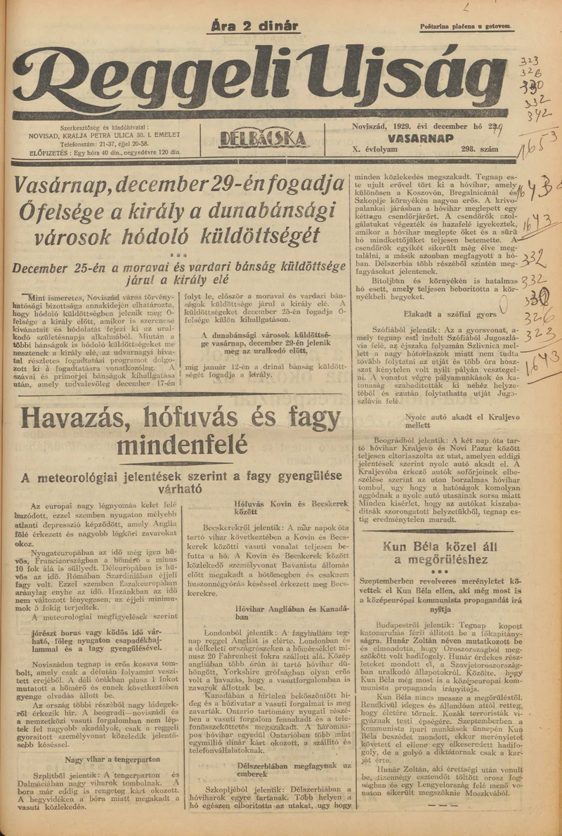 Reggeli Újság, 10. évf. 1929. december 22. 298. sz.