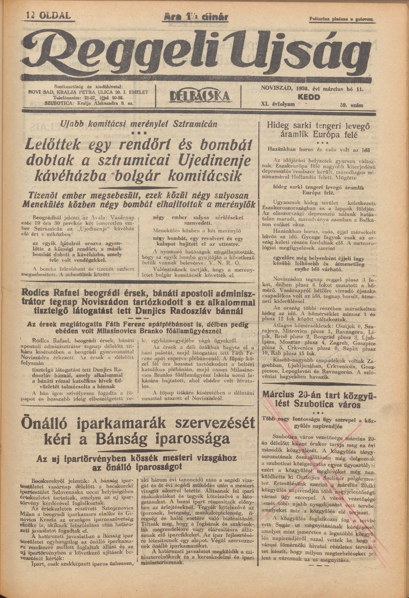 Reggeli Újság, 11. évf. 1930. március 11. 59. sz.