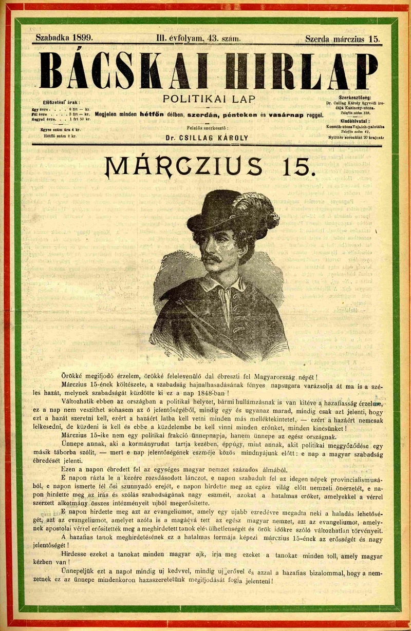 Bácskai Hirlap, 3. évf. 1899. március 15. 43. sz.