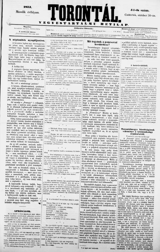 Torontál, 2. évf. 1873. október 30. 44. sz.