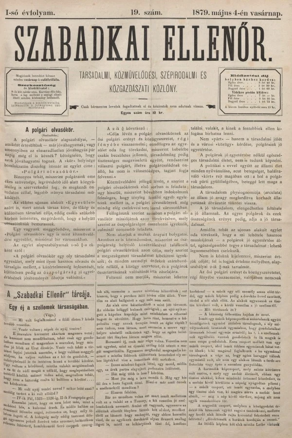 Szabadkai Ellenőr, 1. évf. 1879. május 4. 19. sz.