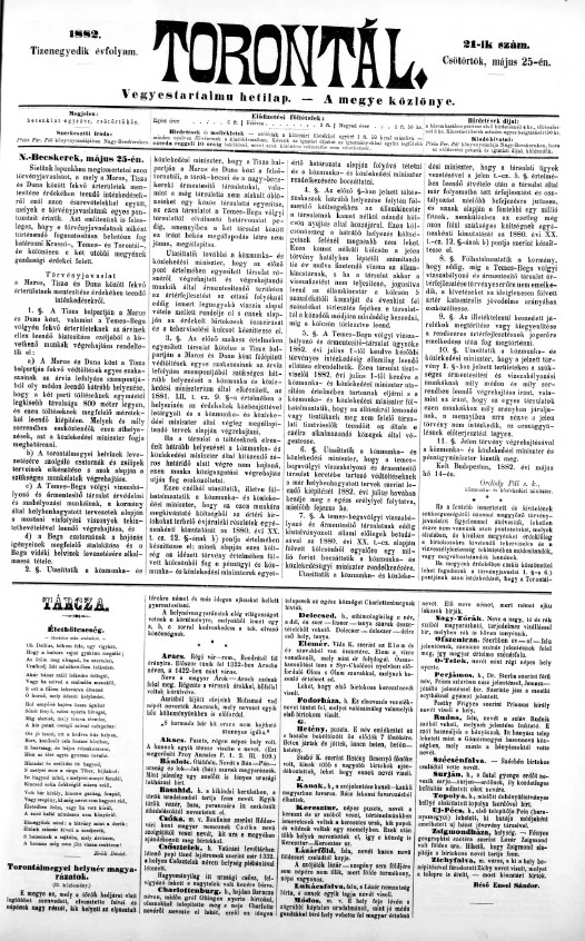 Torontál, 11. évf. 1882. május 25. 21. sz.