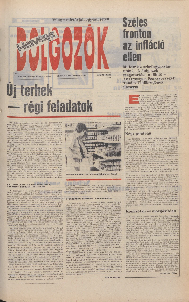 Dolgozók, 38. évf. 1984. március 29. 13. sz.
