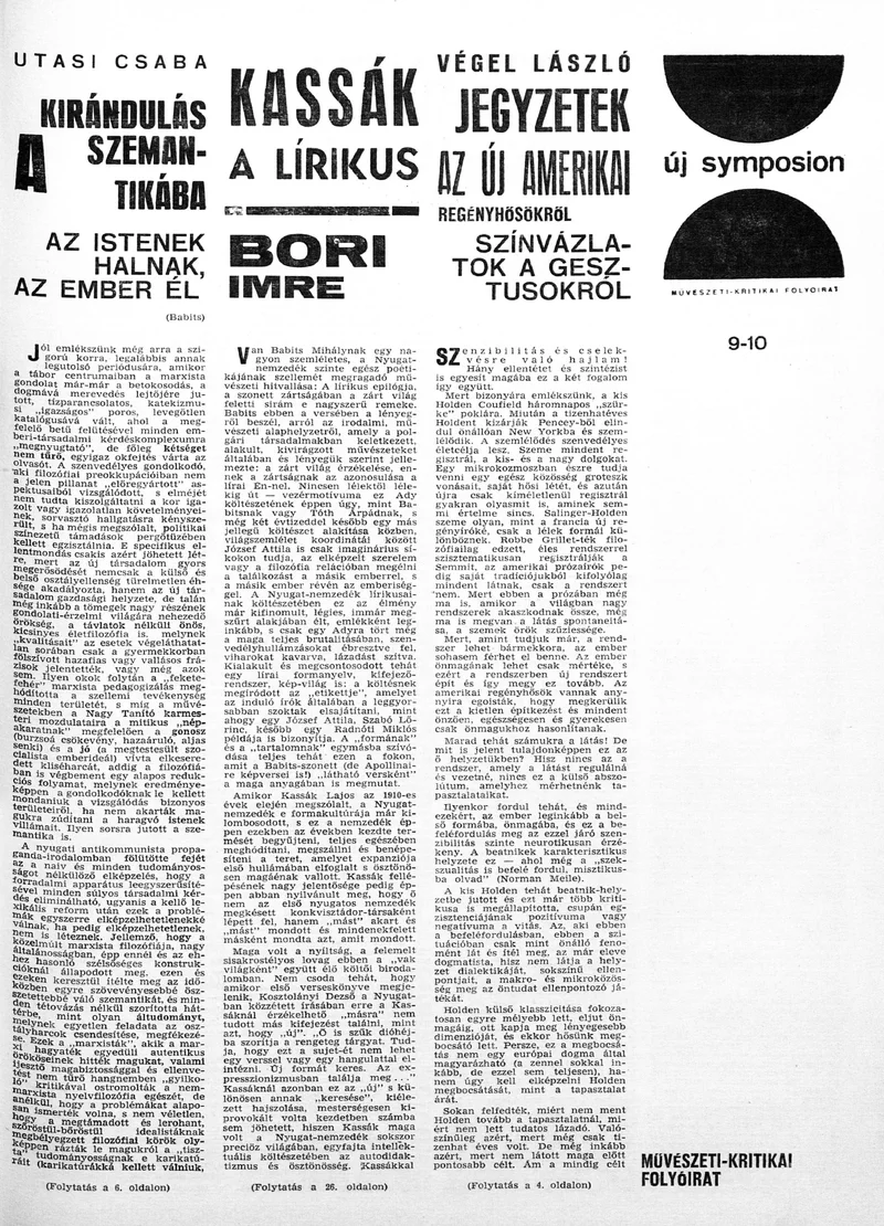 Új Symposion, 1. évf. 1965. szeptember – október. 9–10. sz. 1–28. oldal