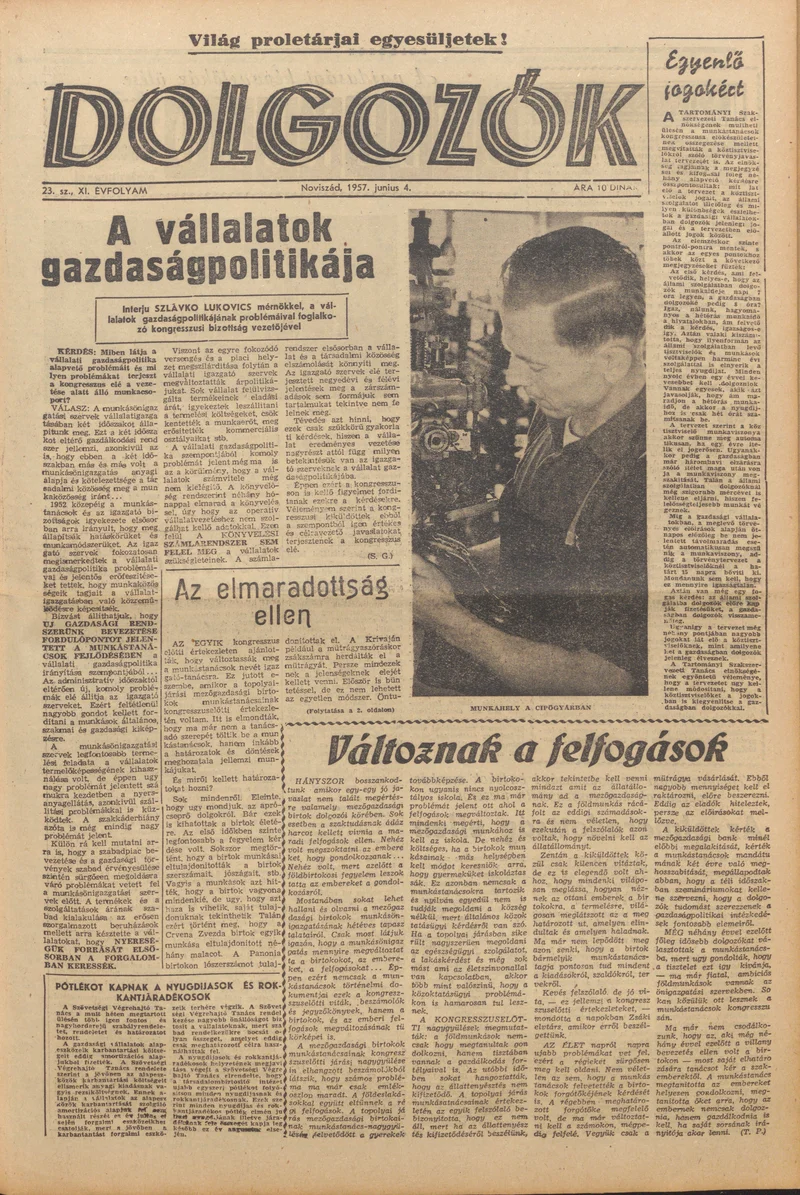 Dolgozók, 11. évf. 1957. június 4. 23. sz.
