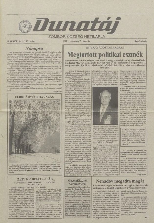 Dunatáj, 3. évf. 2001. március 7. 100. sz.