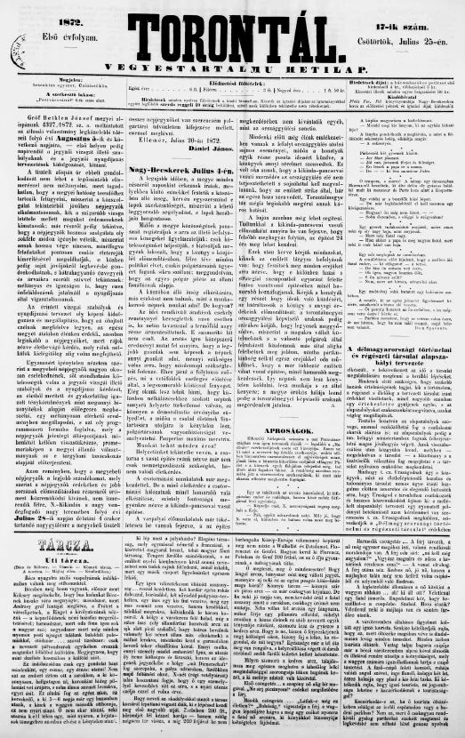 Torontál, 1. évf. 1872. július 25. 17. sz.