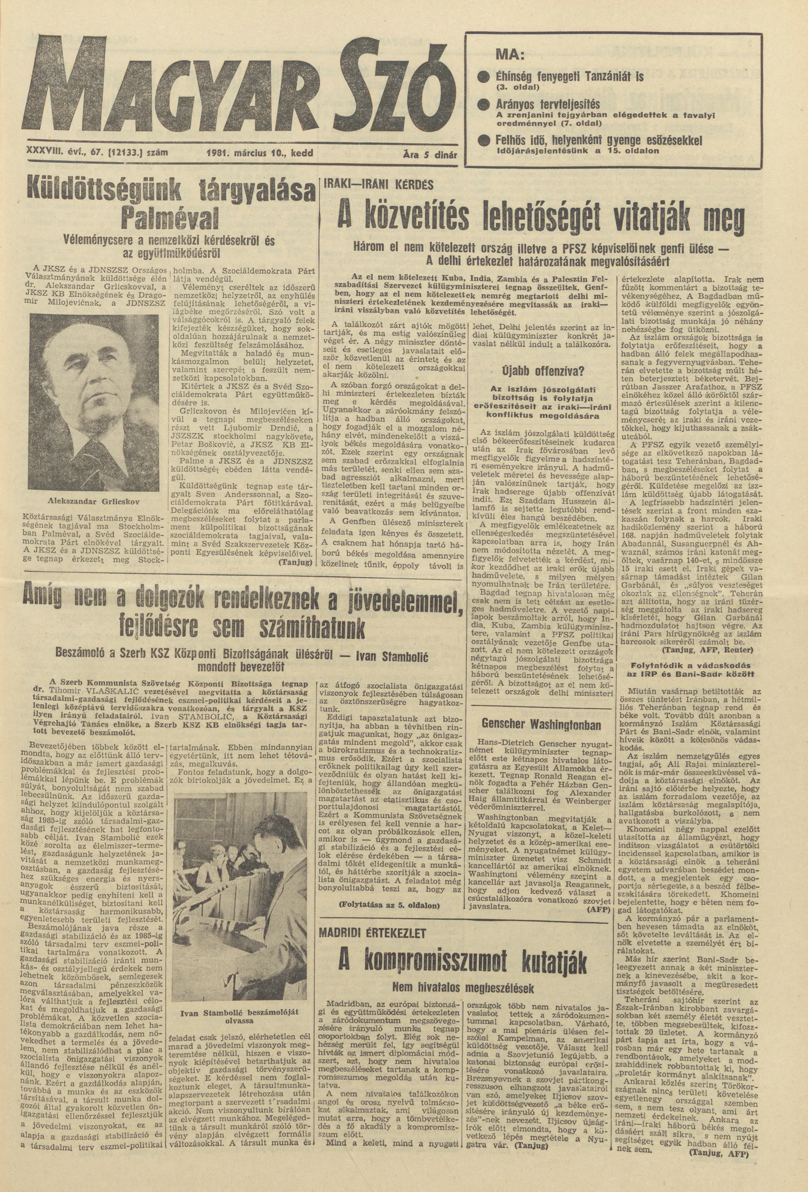 Magyar Szó, 38. évf. 1981. március 10. 67. sz.