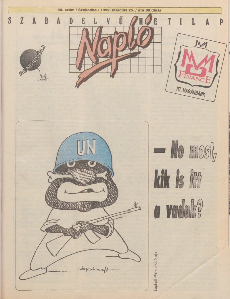 Napló - Szabadelvű hetilap, 3. évf. 1992. március 25. 99. sz.