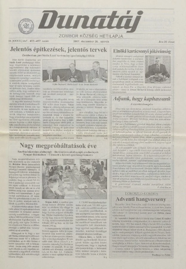 Dunatáj, 9. évf. 2007. december 26. 455–457. sz.