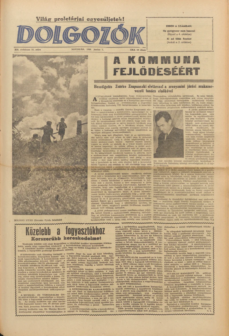 Dolgozók, 12. évf. 1958. június 7. 22. sz.